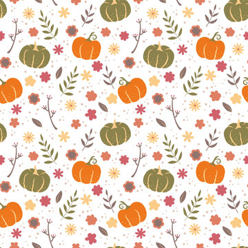 Thanksgiving　感謝祭　シームレス　パターン/ Thanksgiving Hand-Drawn Seamless Pattern Banner, Great for Wallpapers, Backgrounds, Textiles