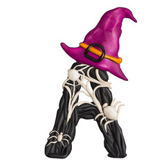 Colorful Comic alphabet for Halloween. Letter A isolated on white background, Plasticine 3d illustration