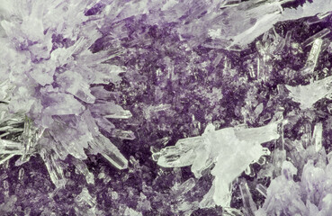 dark violet and white crystals tranparent background