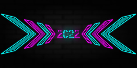 2022 new year vector design text with neon effects