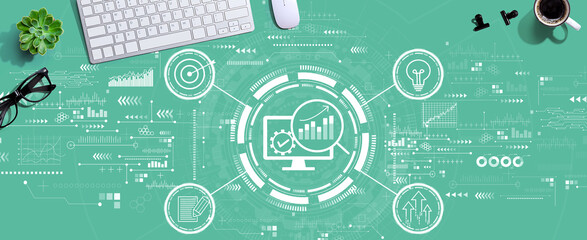 Marketing Strategy concept with a computer keyboard and a mouse