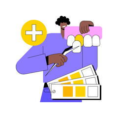 Dental veneers abstract concept vector illustration. Veneer placement, dental beauty solution, teeth aesthetics, cosmetic dentistry service, orthodontic clinic, celebrity smile abstract metaphor.