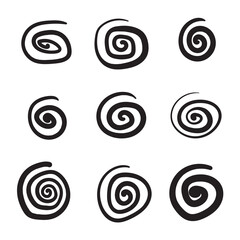 Spiral icon, Swirl wave symbol, whirl silhouette, vortex sign