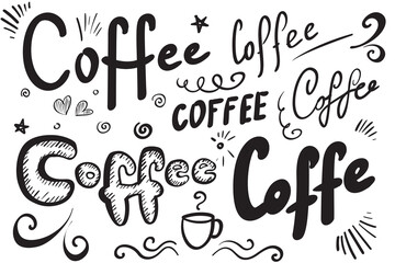 Coffee Words, Hand Drawn Coffee Lettering, Print, Typography Quote