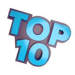 Top 10 icon on white background - 3D render