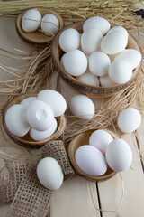 eggs on wooden background