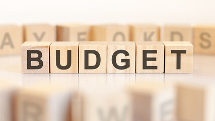 wooden blocks with the word budget, concept.