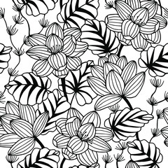 Decorative flowers seamless pattern. Vector stock illustration eps10.
