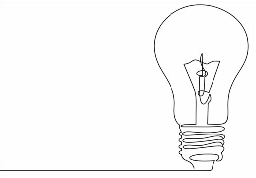 continuous line drawing of light bulb or idea