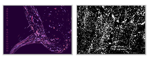 Multicolored paint splashes, smears, dust particles and debris are carried by the wind. A set of two templates. Design template for the design of banners, posters, booklets, covers, magazines. EPS 10