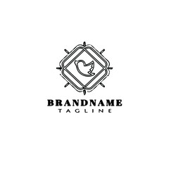 bird logo retro icon design template black isolated vector illustration
