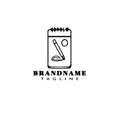 cute block notes logo cartoon icon design template black isolated vector illustration