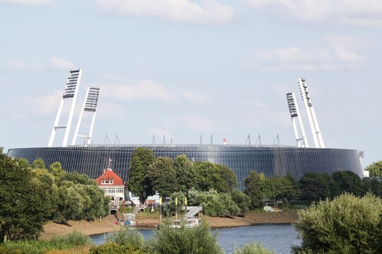 Bremen, Germany - July 22, 2018: View of the Weserstadion. Weserstadion is a multi-purpose stadium in Bremen and it is the home stadium of German Bundesliga club Werder Bremen