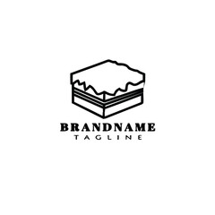 cake logo cartoon template icon black isolated vector illustration