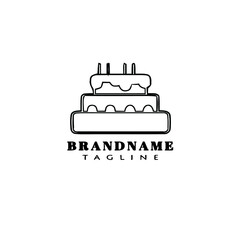 cake logo cartoon design template icon black cute vector illustration