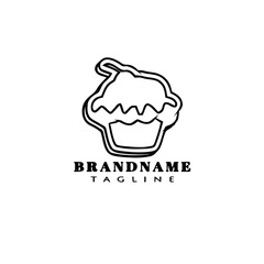 cupcake logo cartoon icon design template black isolated vector
