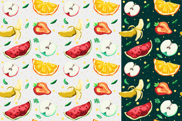 Fruit collection seamless pattern vector design