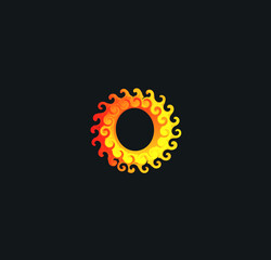 Sun with twisted rays vector icon, logo concept.