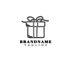 gift box cartoon logo template icon design black vector illustration