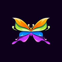 Beauty butterfly colorful logo abstract design