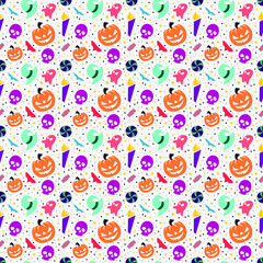 Colorful collection Halloween seamless pattern design