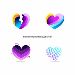 Colorful heart collection logo abstract design
