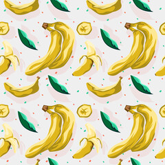 Banana and leaf seamless pattern design