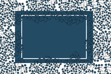 Obraz premium Vector. Abstract floral background in minimalistic linear style in pastel colors. Copy space for text. Frame made of hand-drawn lilac branches. Design of advertising and typographic products.