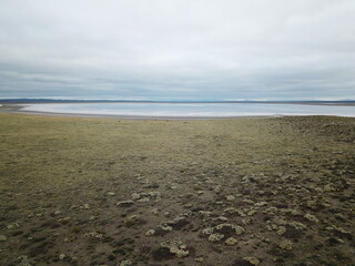 Salt lake in desert lanscape