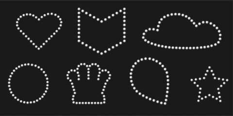 White shiny crown marquee badge. Black friday banner for luxury event design. Pin light with star and heart frame.