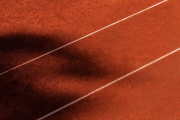 Orange tennis and american football arena white lines background. Shadows on court. Horizontal sport poster, greeting cards, headers, website