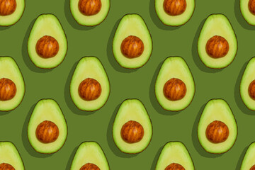 Avocado pattern on a dark green background