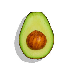 half avocado on white background