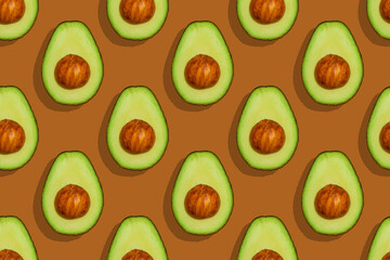 avocado pattern on light brown background