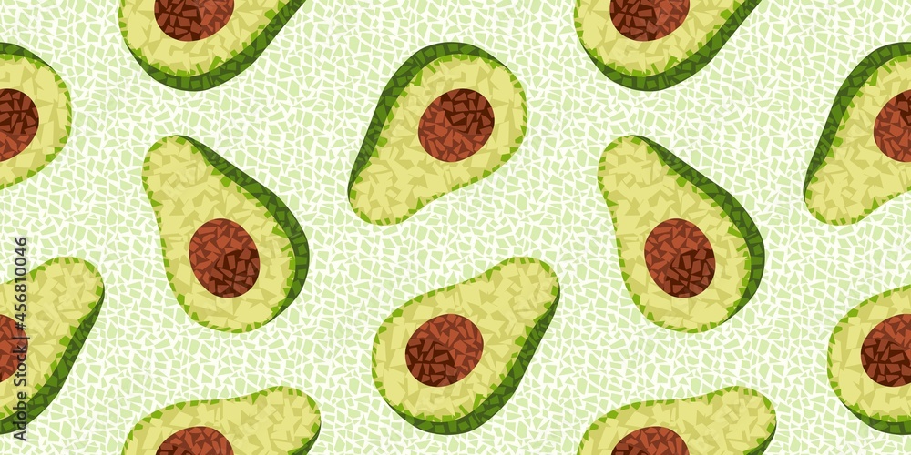 Poster pattern with avocado in mosaic style