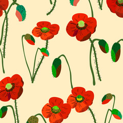 pattern of red poppy flowers