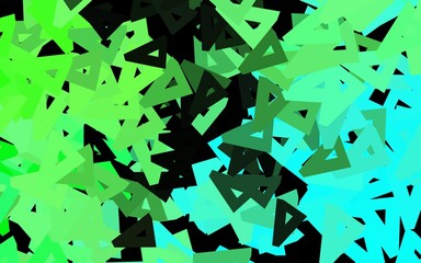 Dark Green vector backdrop with lines, triangles.