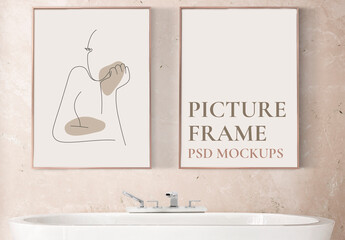 Picture Frame Mockup in a Bathroom
