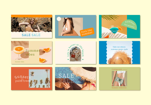 Colorful Summer Banner Layout Set