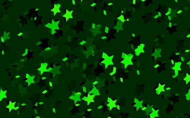 Dark Green vector pattern with christmas stars.