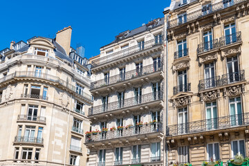 Paris, typical building boulevard Haussmann, in a luxury district
