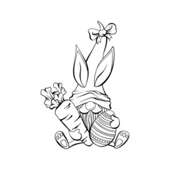 Easter Gnome contour drawing illustration