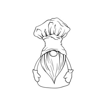 recommend clip art: Gnome cook chef, dwarf chief in kitchen hat toque