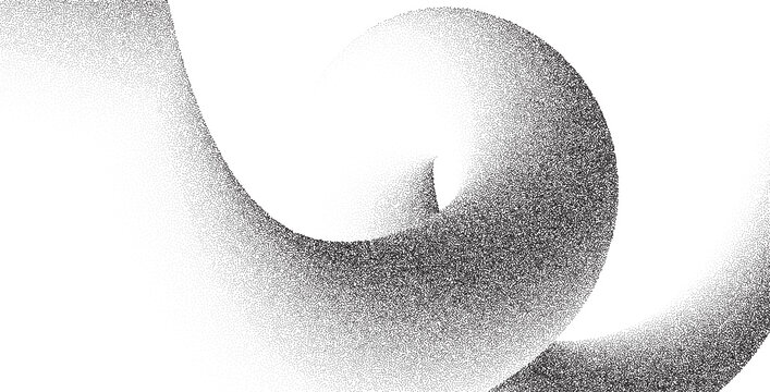 Dotwork Swoosh Pattern Vector Background. Black Grunge Noise Stipple Dots Wave. Sand Grain Effect. Black Dots Grunge Swoosh Banner. Abstract Shape Noise Dotwork Pattern. Stochastic Dotted Wave Vector