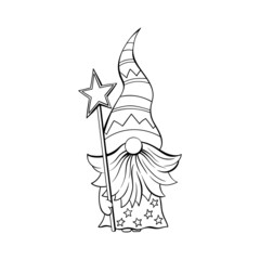 Gnome contour drawing illustration