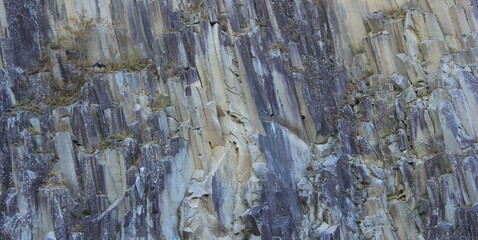 柱状節理の断崖絶壁、「小原の材木岩」の表面(宮城県) - obrazy, fototapety, plakaty