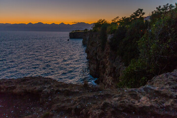 ANTALYA, TURKEY: Park near Waterfall Duden on an evening summer day in Antalya.