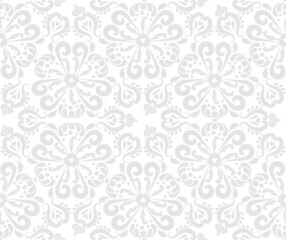Naklejka na ściany i meble Classic seamless vector pattern. damask orient ornament. classic vintage background. Gray and white. Ornament for fabric, wallpaper and packaging.
