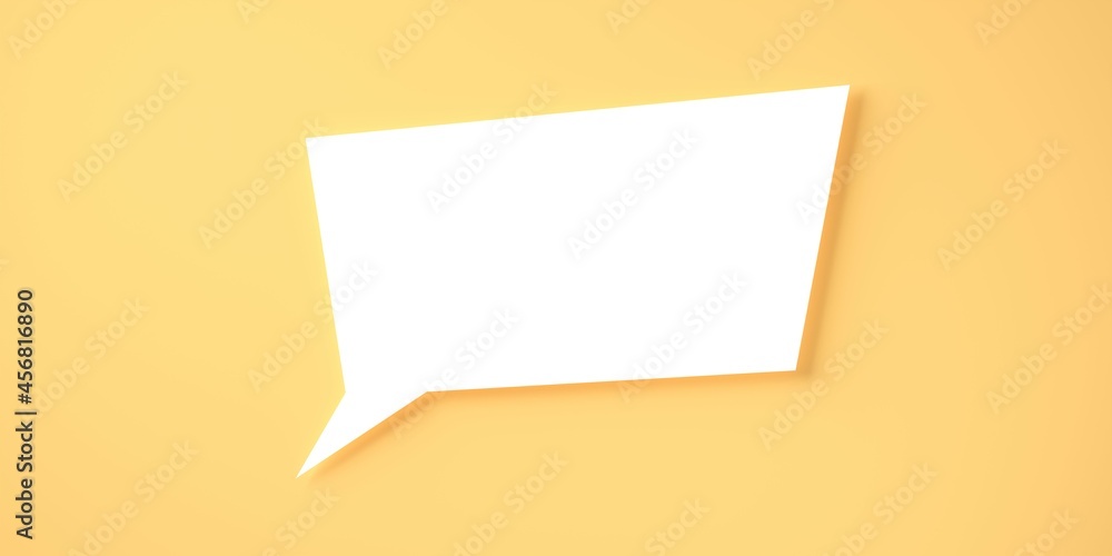 Poster single square white empty speech bubble or balloon over orange background with shadow template