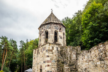 Fototapeta na wymiar Mtsvane Monastery bell tower near Batumi Georgia pilgrimage destination